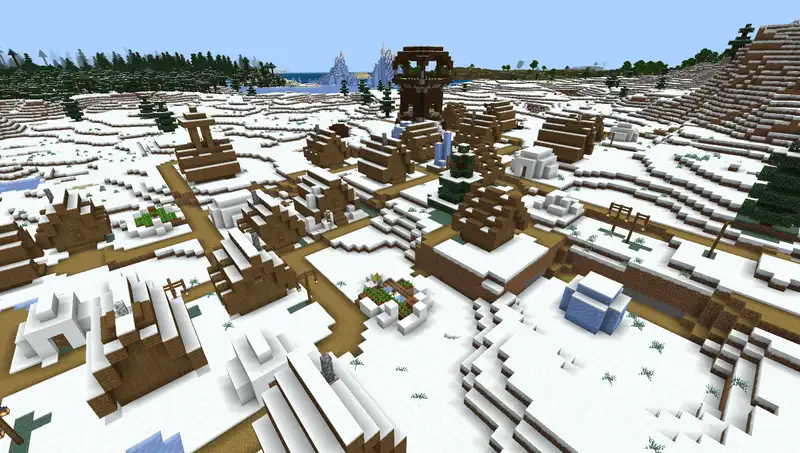 Close-up of a Minecraft Pillager Outpost tower with crossbow pillagers on the balcony