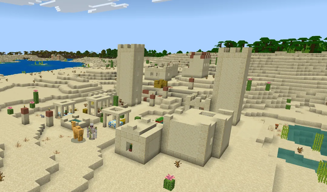 Desert village built from sandstone in a desert biome