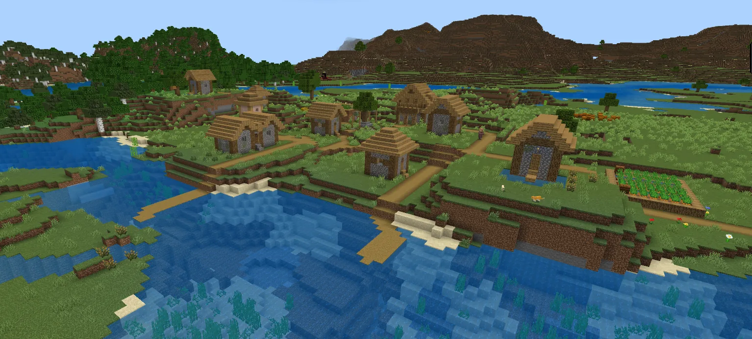 Plains village built next to a river